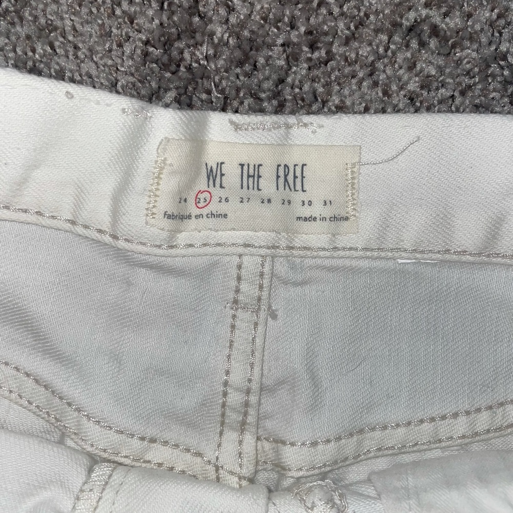 White button up jean shorts